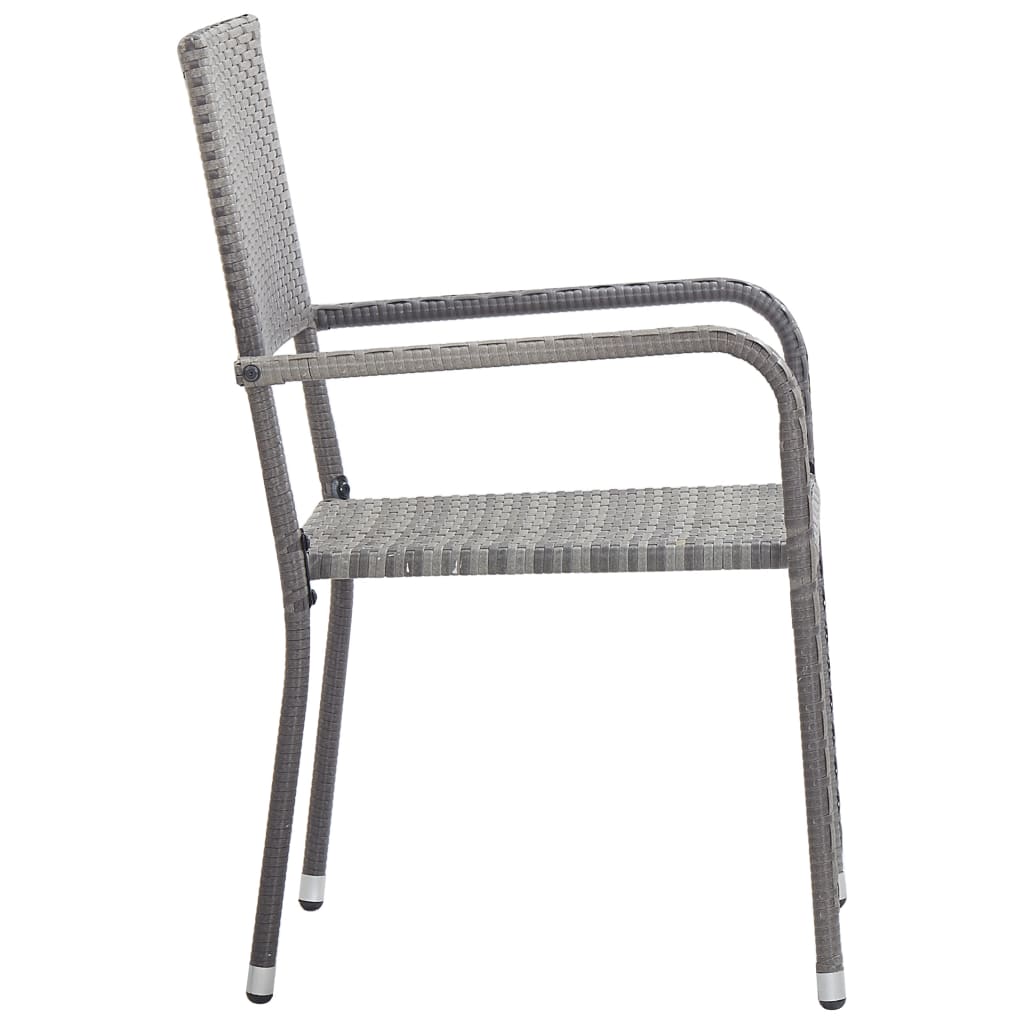 Set da Pranzo da Giardino 3 pz Nero Grigio Polyrattan e Acciaio | homemem39
