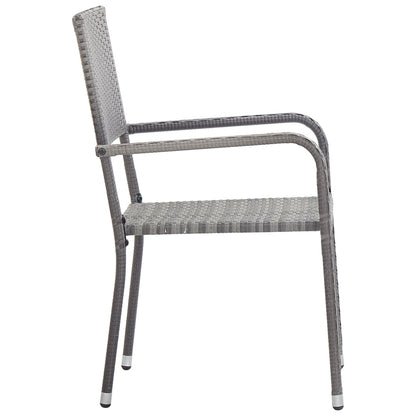 Set da Pranzo da Giardino 3 pz Nero Grigio Polyrattan e Acciaio | homemem39