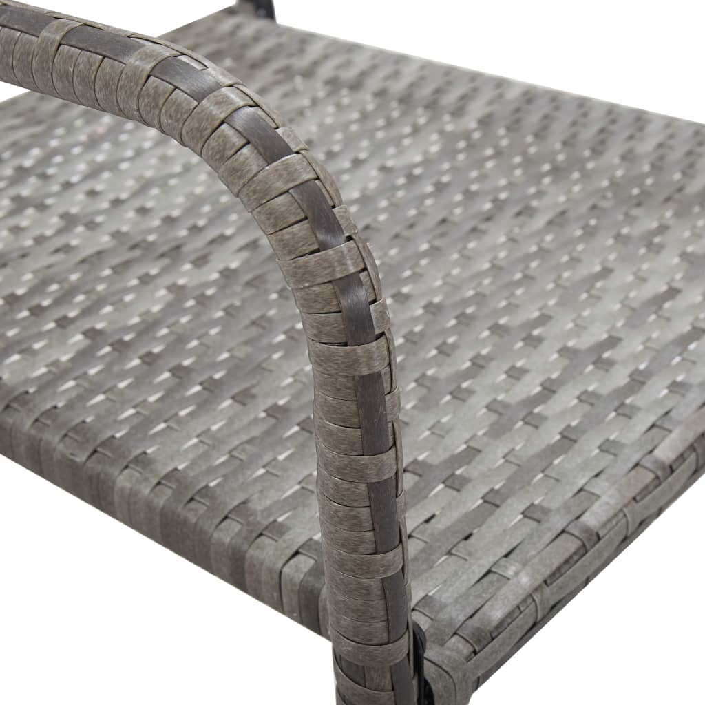 Set da Pranzo da Giardino 3 pz Nero Grigio Polyrattan e Acciaio | homemem39