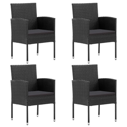 Set da Pranzo da Giardino 5 pz Nero in Polyrattan e Acciaio | homemem39