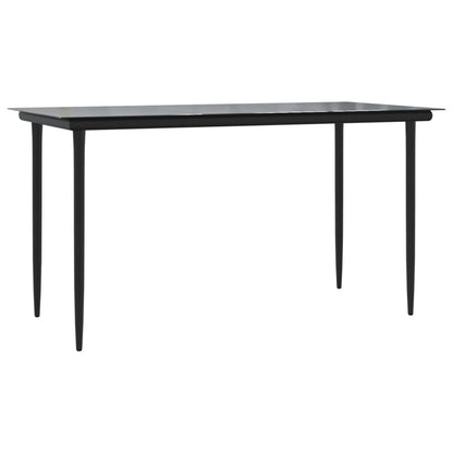 Set da Pranzo da Giardino 5 pz Nero in Polyrattan e Acciaio | homemem39