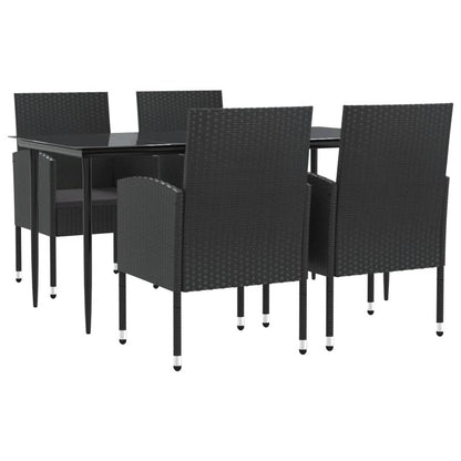 Set da Pranzo da Giardino 5 pz Nero in Polyrattan e Acciaio | homemem39
