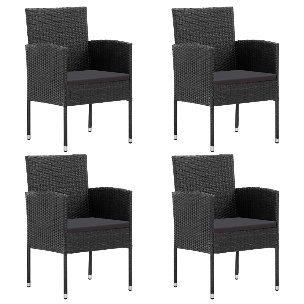 Set da Pranzo da Giardino 5 pz Nero in Polyrattan e Acciaio | homemem39