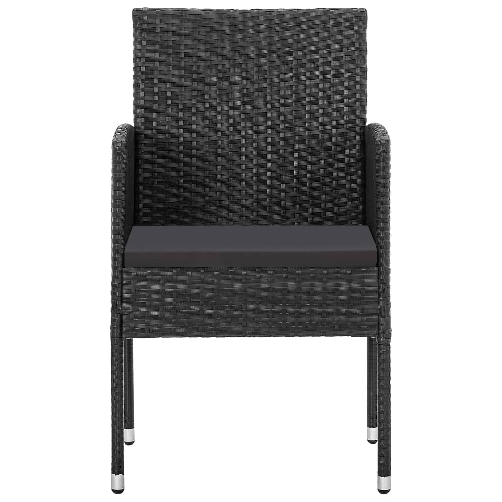 Set da Pranzo da Giardino 5 pz Nero in Polyrattan e Acciaio - homemem39