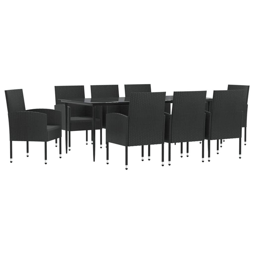 Set da Pranzo da Giardino 9 pz Nero in Polyrattan e Acciaio - homemem39