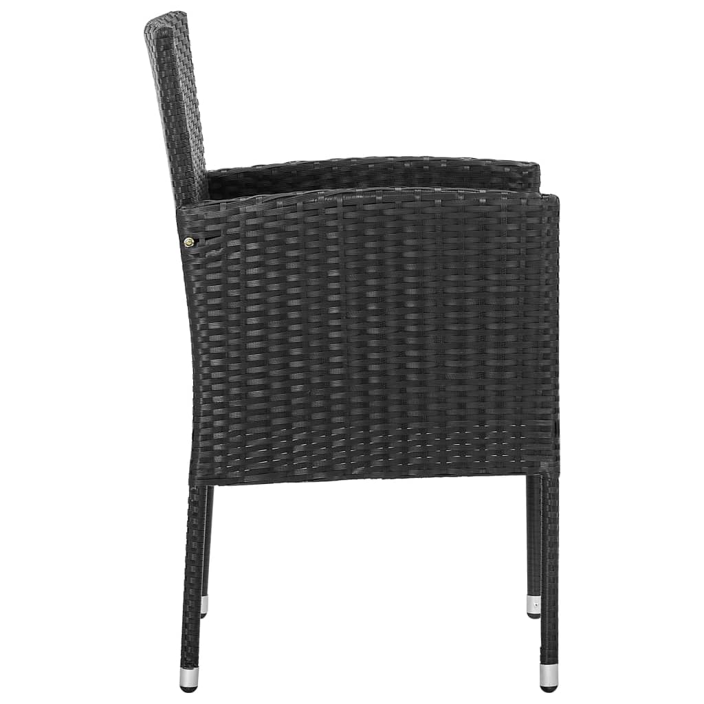 Set da Pranzo da Giardino 9 pz Nero in Polyrattan e Acciaio - homemem39
