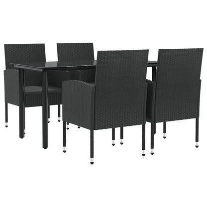 Set da Pranzo da Giardino 5 pz Nero in Polyrattan e Acciaio | homemem39
