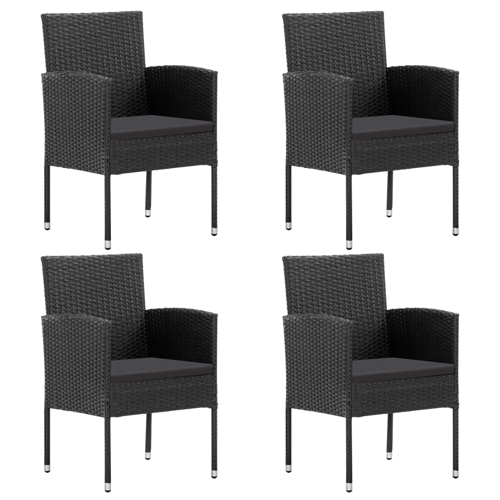 Set da Pranzo da Giardino 5 pz Nero in Polyrattan e Acciaio | homemem39