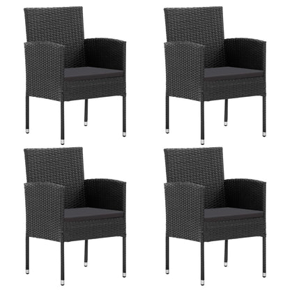 Set da Pranzo da Giardino 5 pz Nero in Polyrattan e Acciaio | homemem39