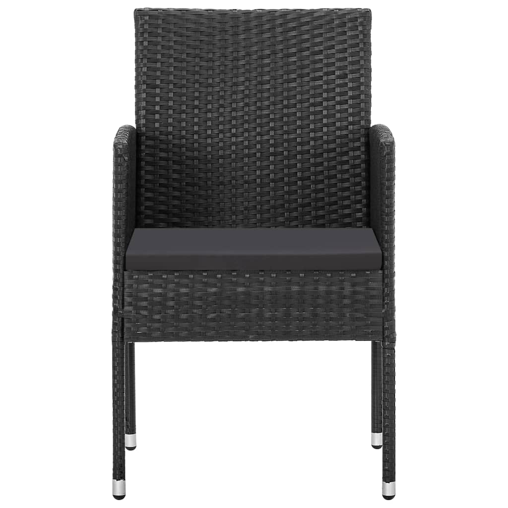Set da Pranzo da Giardino 5 pz Nero in Polyrattan e Acciaio | homemem39