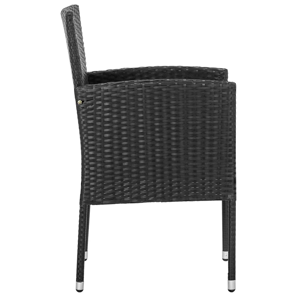 Set da Pranzo da Giardino 5 pz Nero in Polyrattan e Acciaio | homemem39