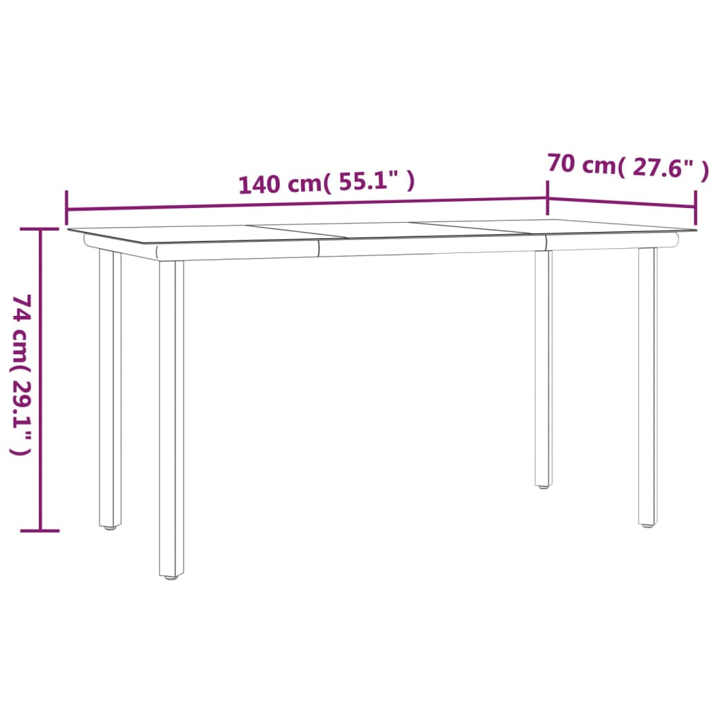 Set da Pranzo da Giardino 5 pz Nero in Polyrattan e Acciaio | homemem39
