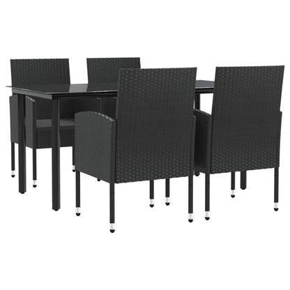 Set da Pranzo da Giardino 5 pz Nero in Polyrattan e Acciaio | homemem39