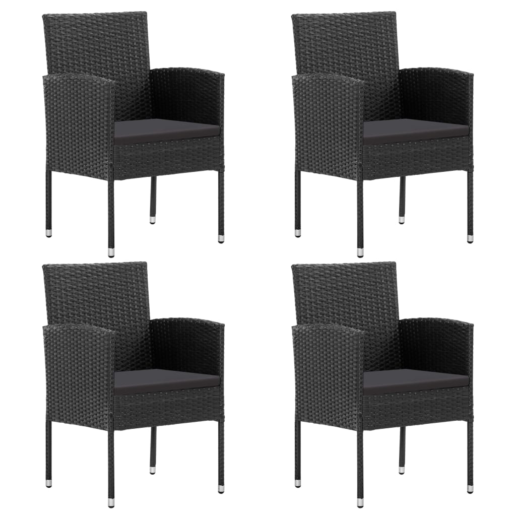Set da Pranzo da Giardino 5 pz Nero in Polyrattan e Acciaio | homemem39