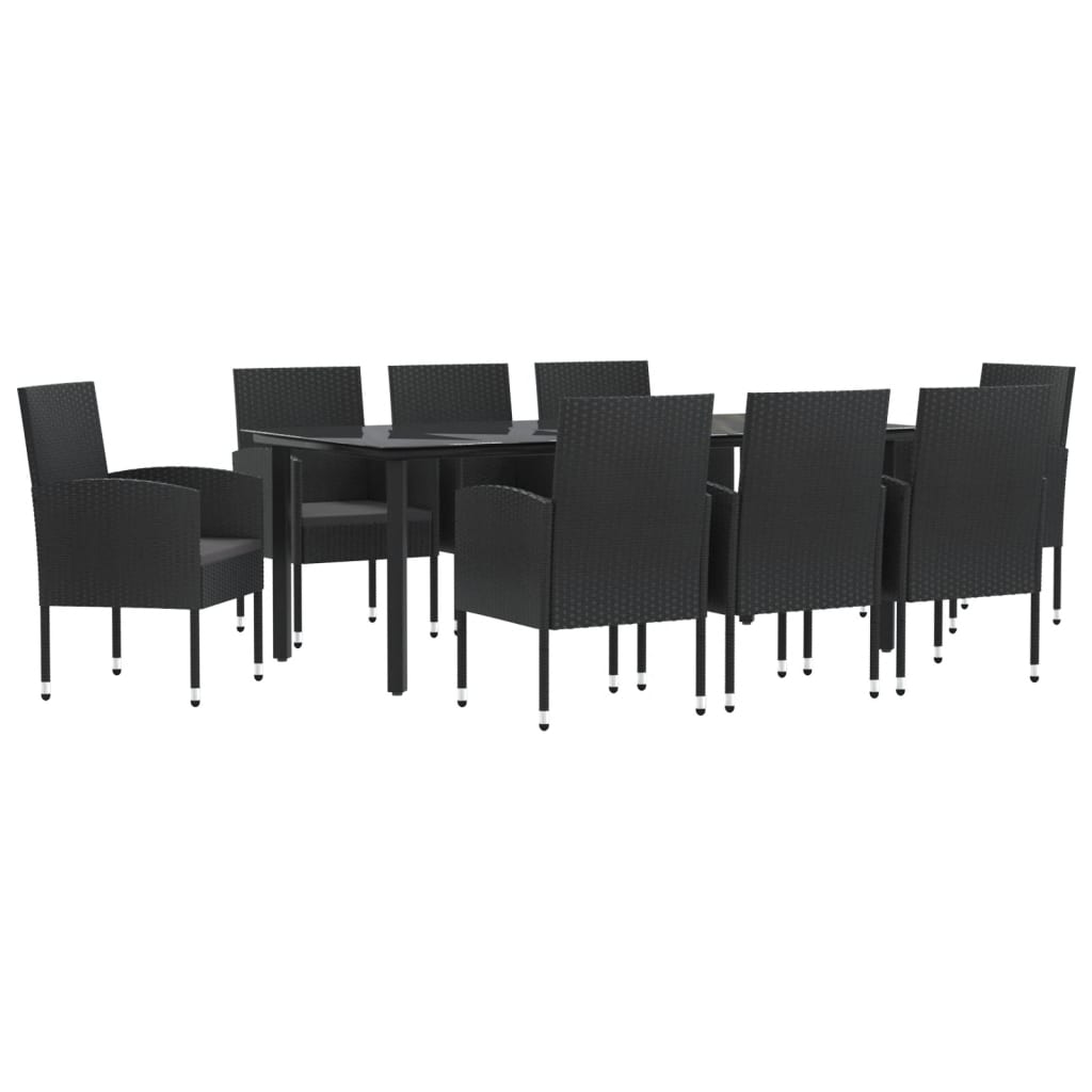 Set da Pranzo da Giardino 9 pz Nero in Polyrattan e Acciaio - homemem39