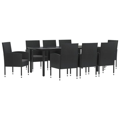 Set da Pranzo da Giardino 9 pz Nero in Polyrattan e Acciaio - homemem39
