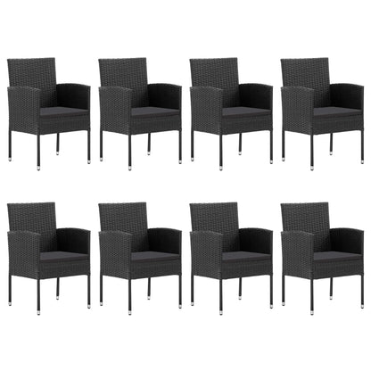 Set da Pranzo da Giardino 9 pz Nero in Polyrattan e Acciaio | homemem39