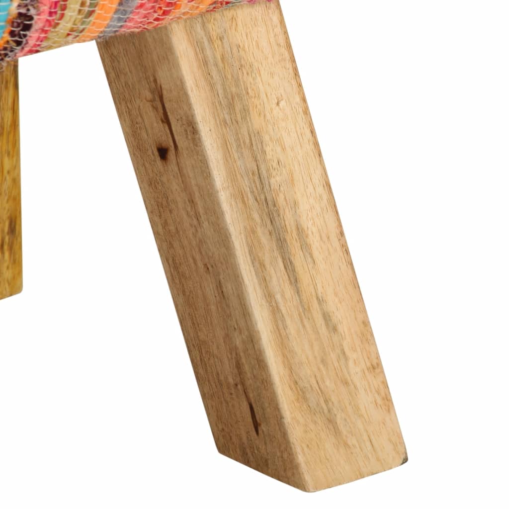 Panca Multicolore 160 cm Tessuto Chindi e Legno Massello Mango | homemem39