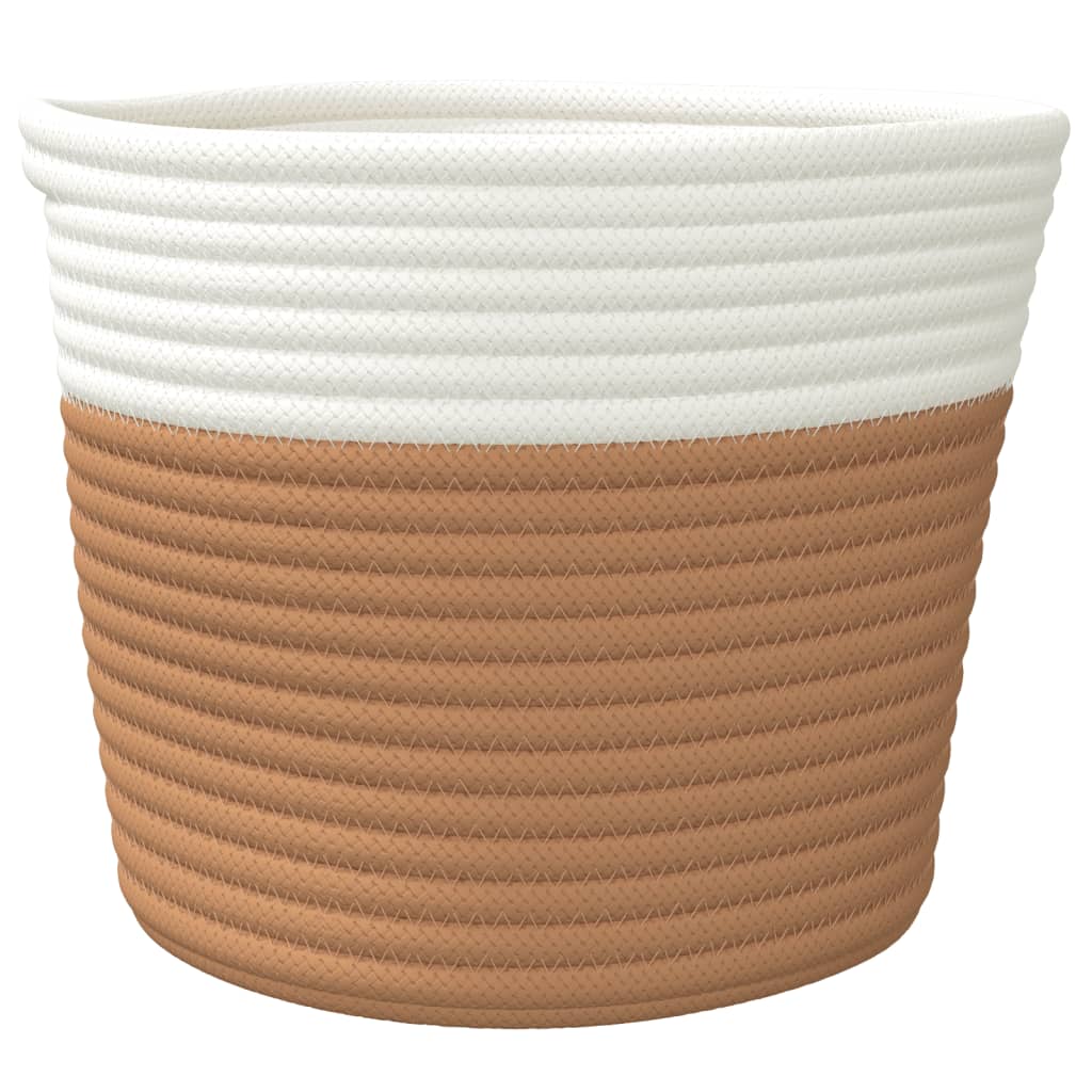 Cestini Portaoggetti 2pz Marrone e Bianco Ø24x18 cm in Cotone - homemem39
