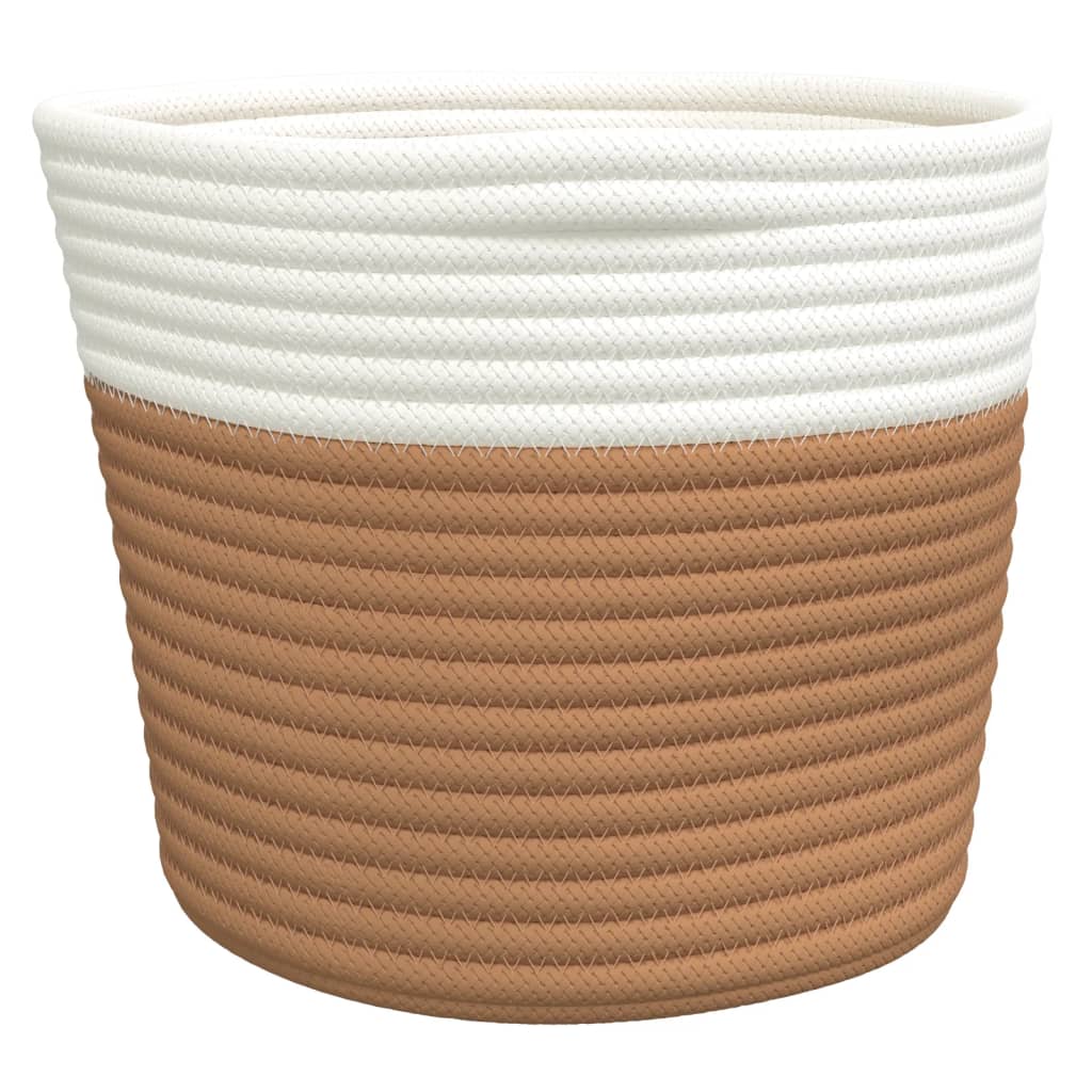 Cestini Portaoggetti 2pz Marrone e Bianco Ø24x18 cm in Cotone - homemem39