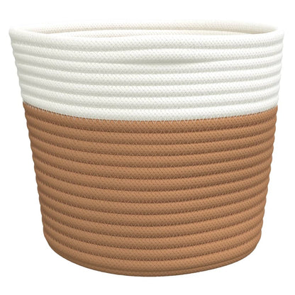 Cestini Portaoggetti 2pz Marrone e Bianco Ø24x18 cm in Cotone - homemem39