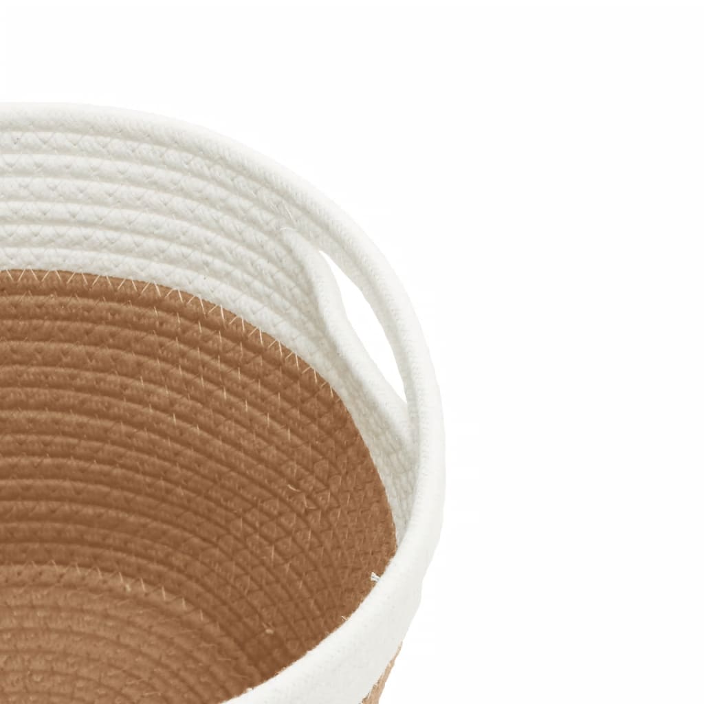 Cestini Portaoggetti 2pz Marrone e Bianco Ø24x18 cm in Cotone - homemem39