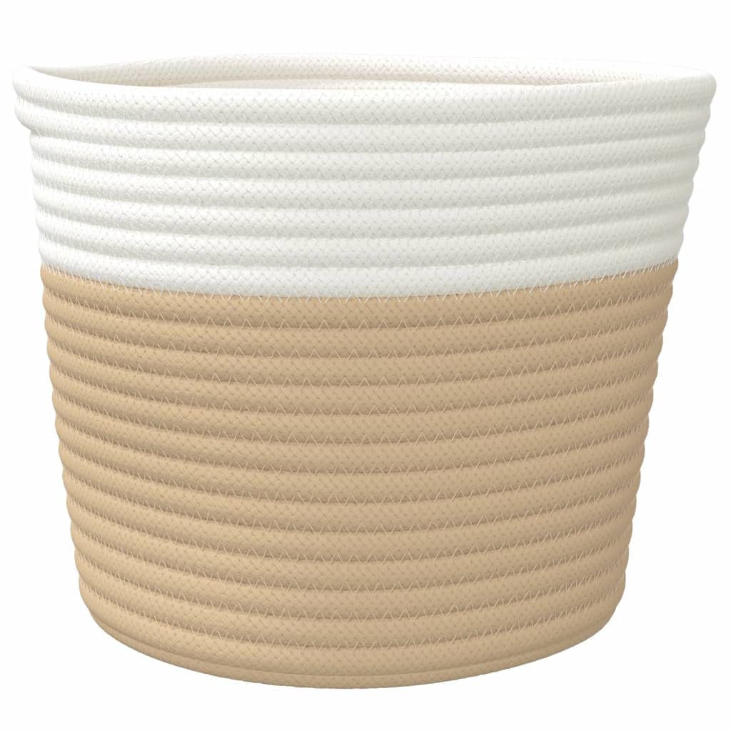 Cestini Portaoggetti 2pz Beige e Bianco Ø24x18 cm in Cotone - homemem39