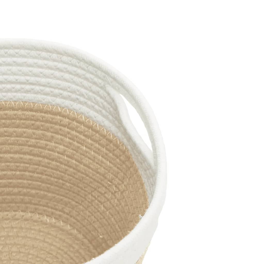 Cestini Portaoggetti 2pz Beige e Bianco Ø24x18 cm in Cotone - homemem39