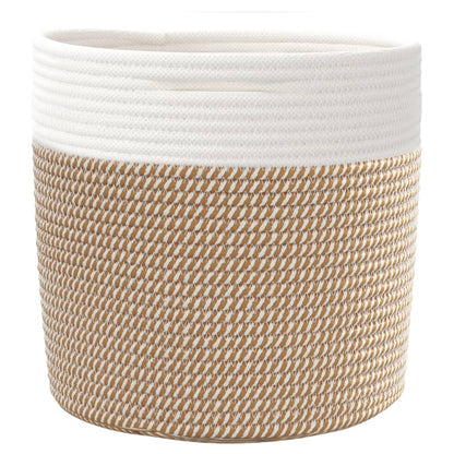 Cestini Portaoggetti 2pz Marrone e Bianco Ø28x28 cm in Cotone | homemem39
