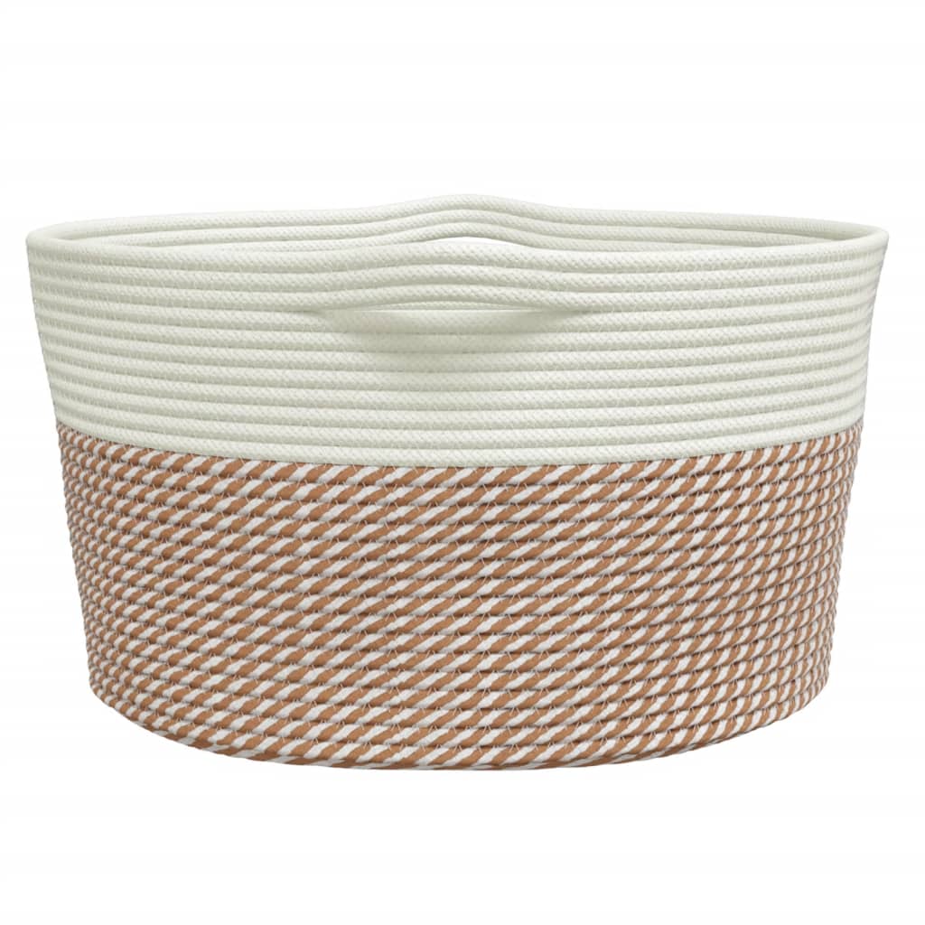 Cestino Portaoggetti Marrone e Bianco Ø40x25 cm in Cotone - homemem39