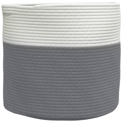 Cestino Portaoggetti Grigio e Bianco Ø40x35 cm in Cotone - homemem39