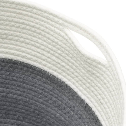 Cestino Portaoggetti Grigio e Bianco Ø40x35 cm in Cotone - homemem39