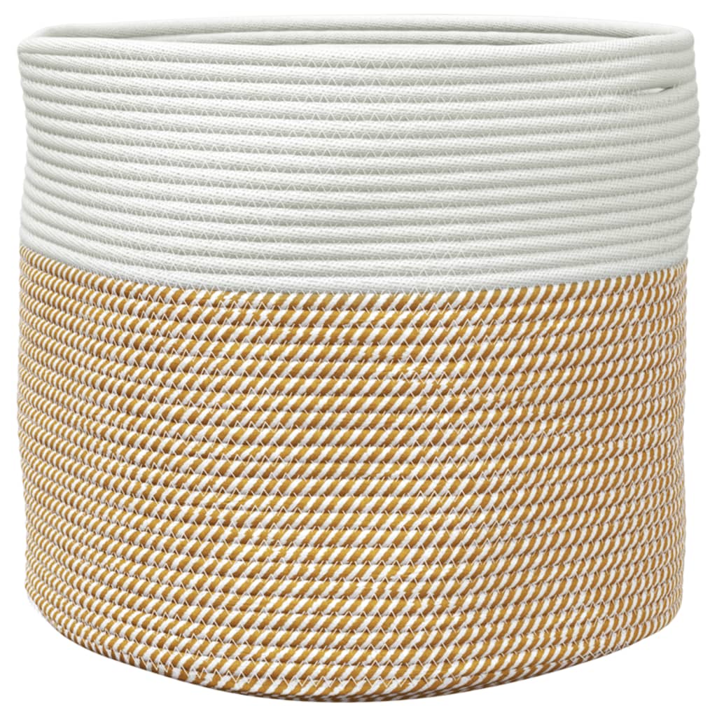 Cestino Portaoggetti Marrone e Bianco Ø40x35 cm in Cotone - homemem39