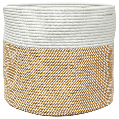 Cestino Portaoggetti Marrone e Bianco Ø40x35 cm in Cotone - homemem39