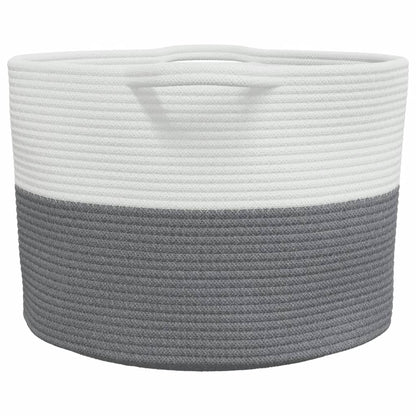 Cesto per Biancheria Grigio e Bianco Ø55x36 cm in Cotone - homemem39