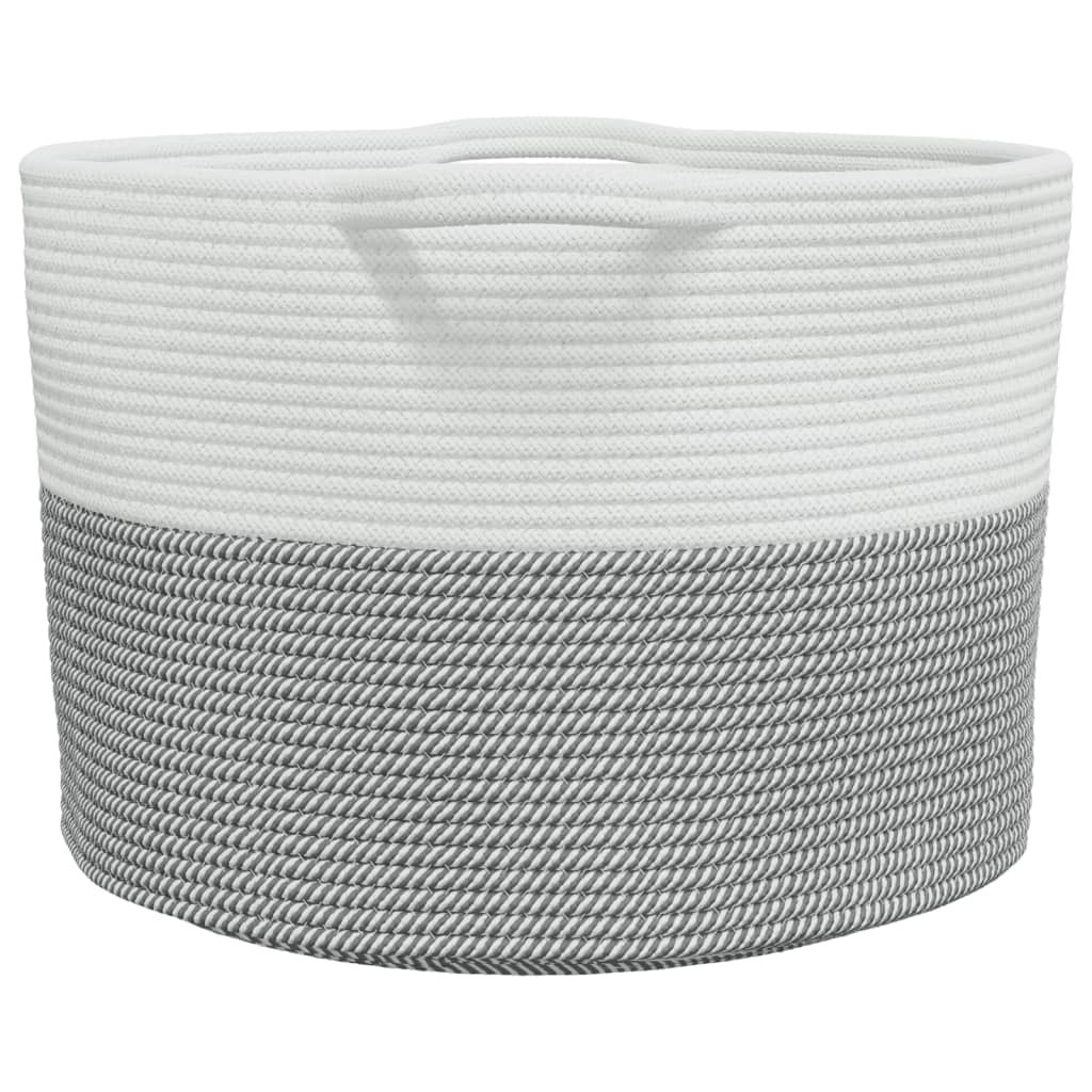 Cesto per Biancheria Grigio e Bianco Ø55x36 cm in Cotone - homemem39