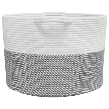 Cesto per Biancheria Grigio e Bianco Ø55x36 cm in Cotone - homemem39