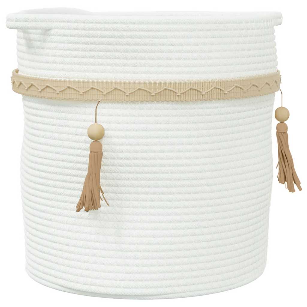 Cestino Portaoggetti Bianco Ø38x36 cm in Cotone - homemem39