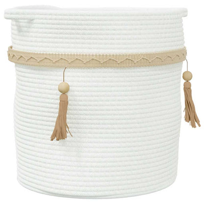 Cestino Portaoggetti Bianco Ø38x36 cm in Cotone - homemem39