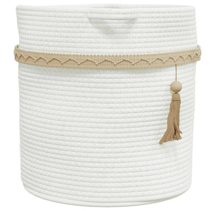 Cestino Portaoggetti Bianco Ø38x36 cm in Cotone - homemem39