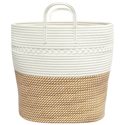 Cestino Portaoggetti Marrone e Bianco Ø43x38 cm in Cotone - homemem39