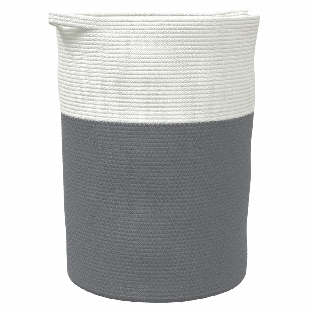 Cestino Portaoggetti Grigio e Bianco Ø49x65 cm in Cotone - homemem39