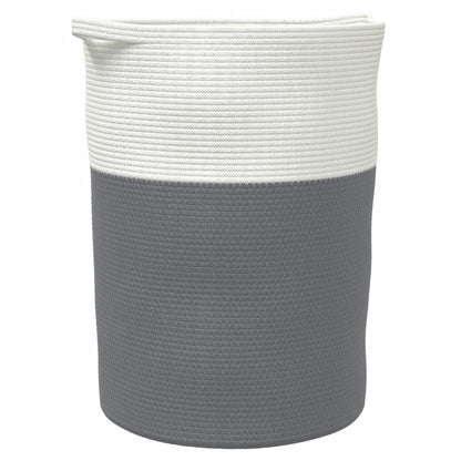 Cestino Portaoggetti Grigio e Bianco Ø49x65 cm in Cotone - homemem39