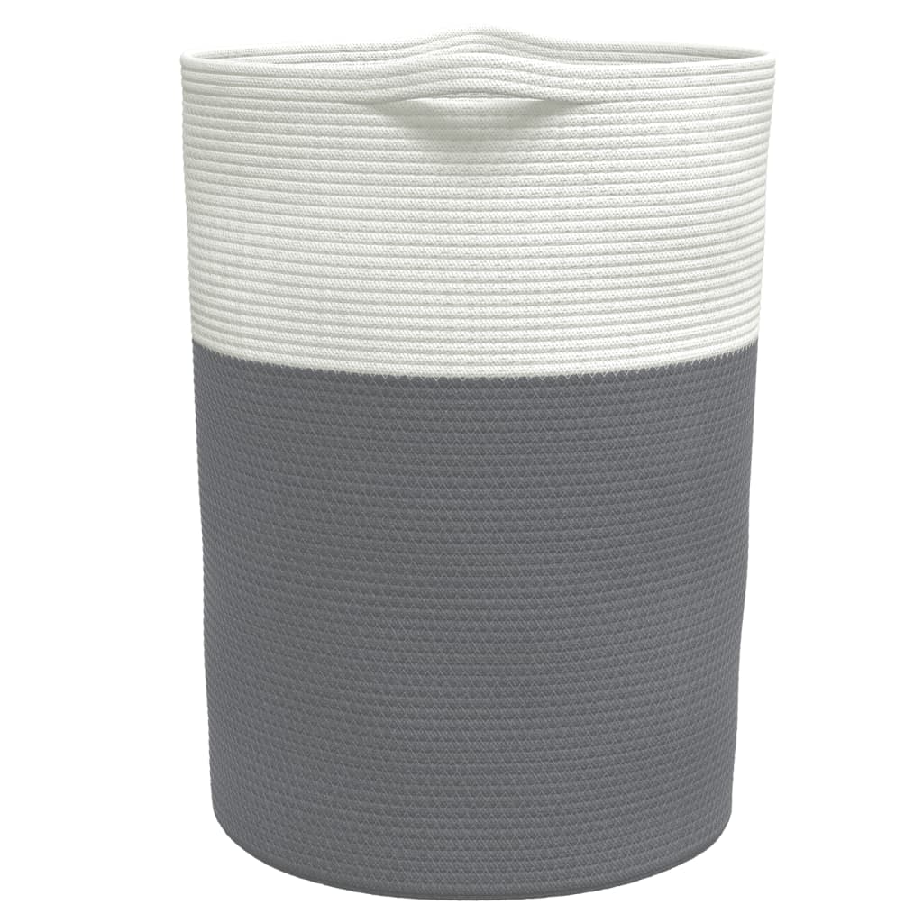 Cestino Portaoggetti Grigio e Bianco Ø49x65 cm in Cotone - homemem39