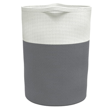 Cestino Portaoggetti Grigio e Bianco Ø49x65 cm in Cotone - homemem39