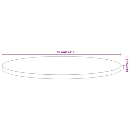Piano per Tavolo Ø90x3,8 cm Rotondo in Legno Massello di Acacia