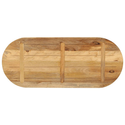Piano Tavolo 100x40x2,5 cm Ovale Legno Massello Grezzo di Mango