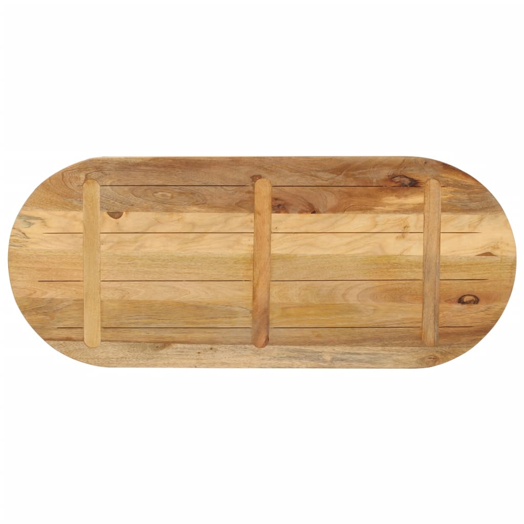 Piano Tavolo 120x50x2,5 cm Ovale Legno Massello Grezzo di Mango | homemem39
