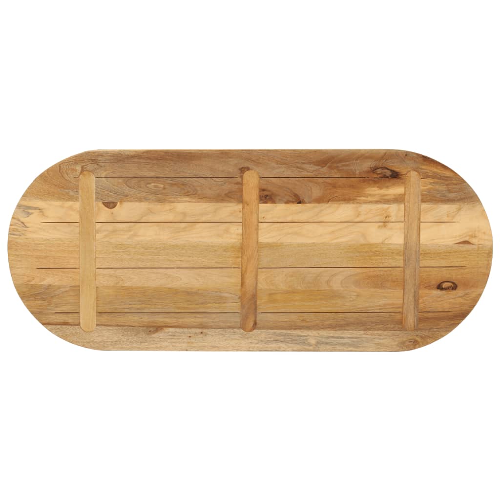 Piano Tavolo 110x50x3,8 cm Ovale Legno Massello Grezzo di Mango | homemem39