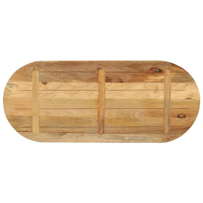 Piano Tavolo 120x50x3,8 cm Ovale Legno Massello Grezzo di Mango | homemem39